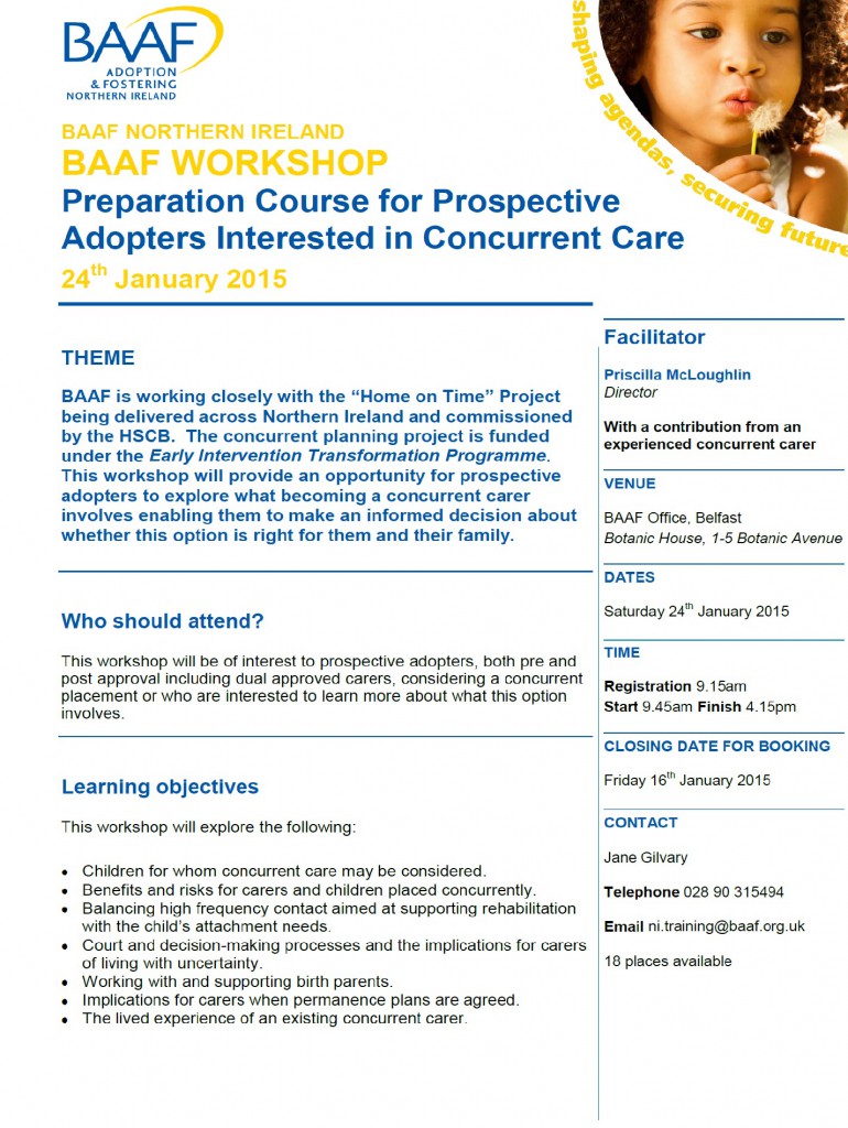 Preparation Course for Prospective Adopters Interested in Concurrent Care