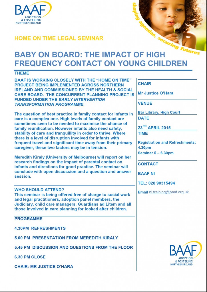 BAAF –  BABY ON BOARD: THE IMPACT OF HIGH FREQUENCY CONTACT ON YOUNG CHILDREN