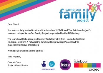 Same-Sex Family Project Launch – Monday 16th May 2016