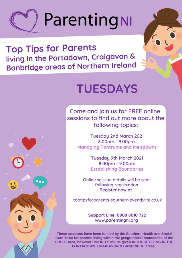 FREE online sessions for parents living in the Portadown, Banbridge & Craigavon areas