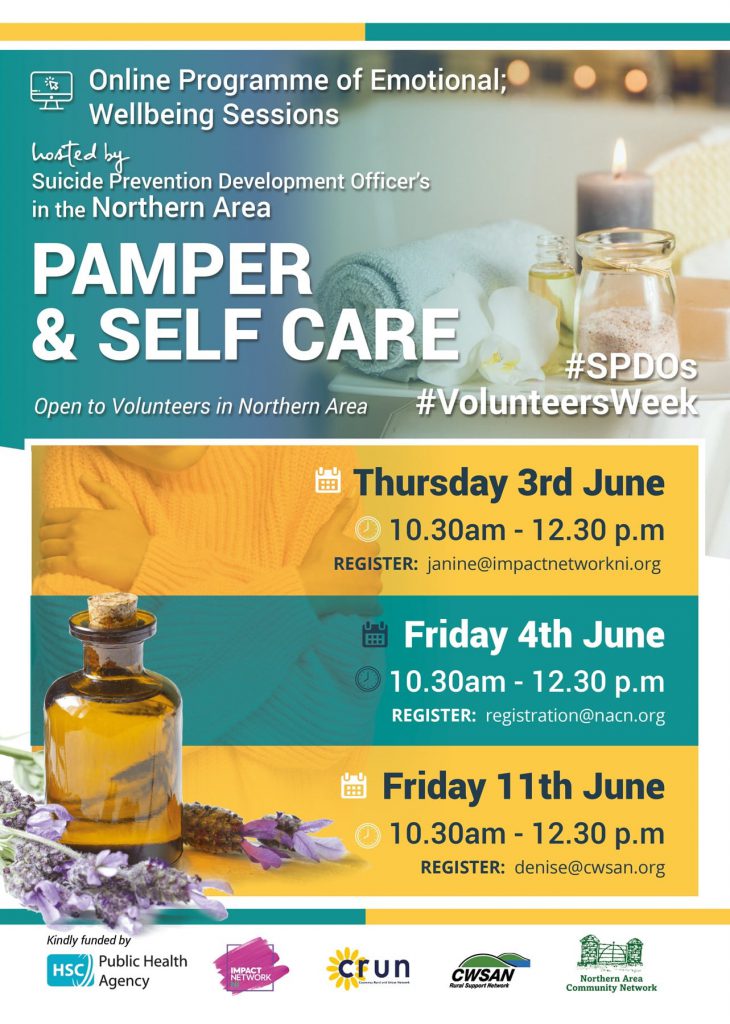 Pamper & Self Care Online Sessions available for Volunteers!