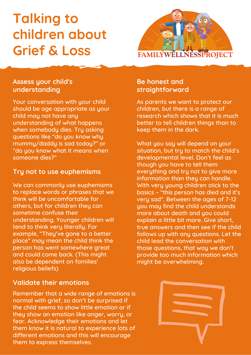 Talking to Children About Grief & Loss Factsheet