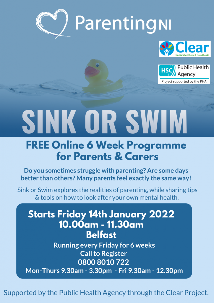 Sink or Swim – FREE Online 6 Week Programme for Parents & Carers – Starts January 2022