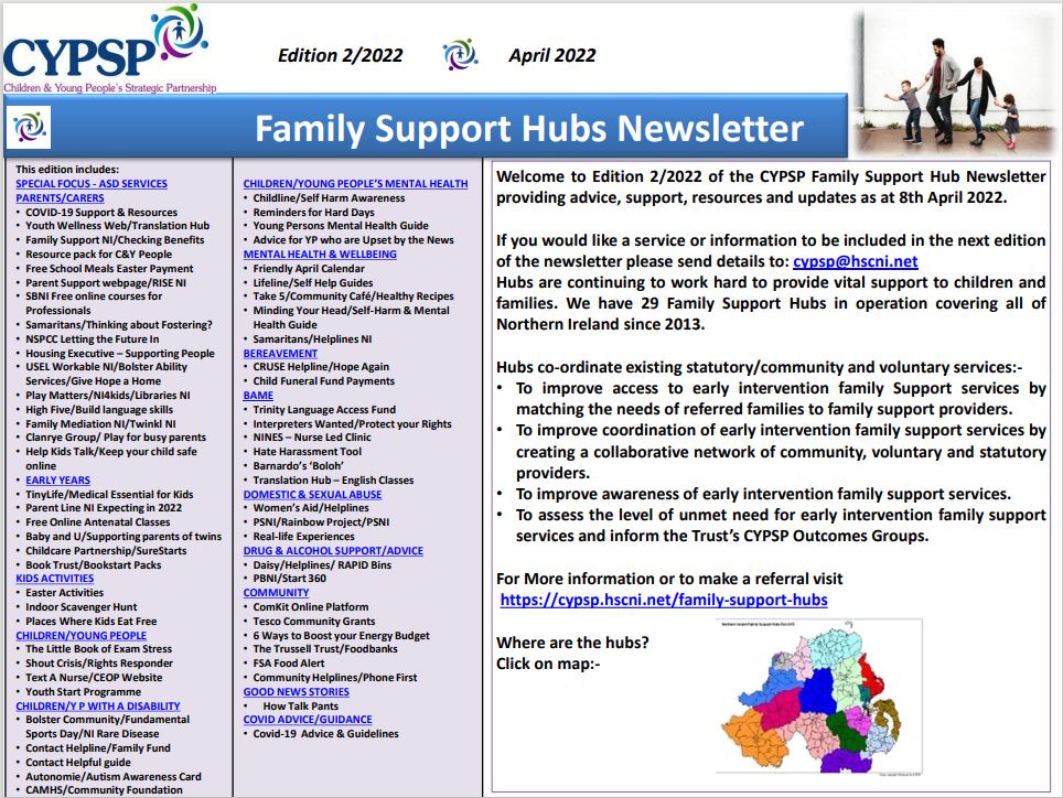 Family Support Hub Newsletter – April 2022