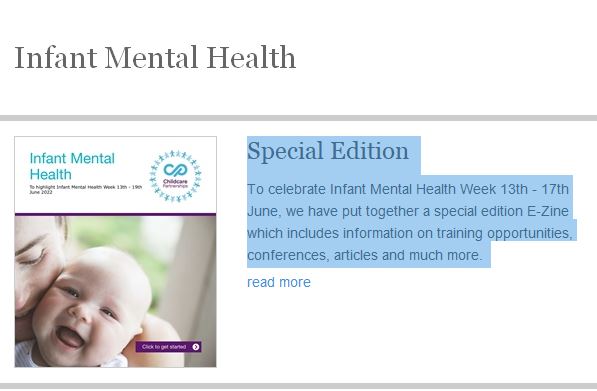 ChildCare Partnerships – Infant Mental Health E-zine
