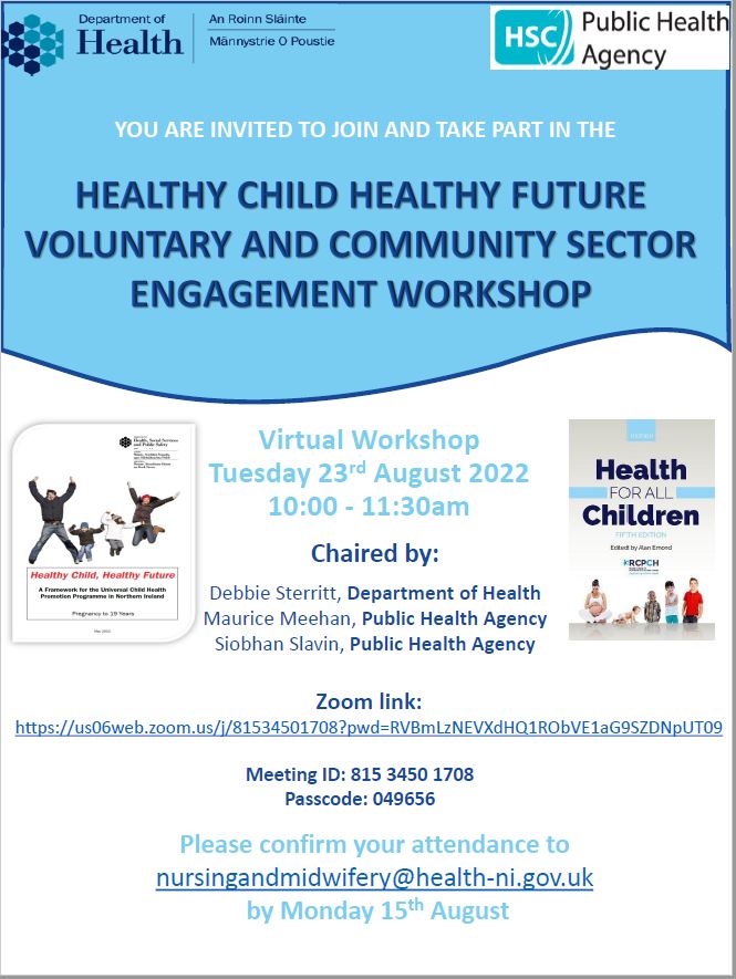 Healthy Child, Healthy Future Voluntary & Community Sector Engagement Workshop – 23 August 2022
