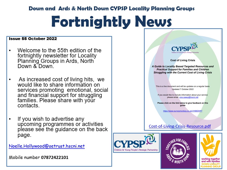 Down and Ards & North Down CYPSP Locality Planning Groups Fortnightly News