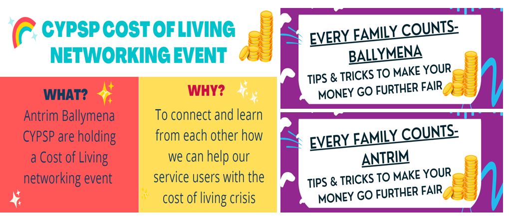 ‘Cost of Living’ & ‘Every Family Counts’ Events – Antrim and Ballymena