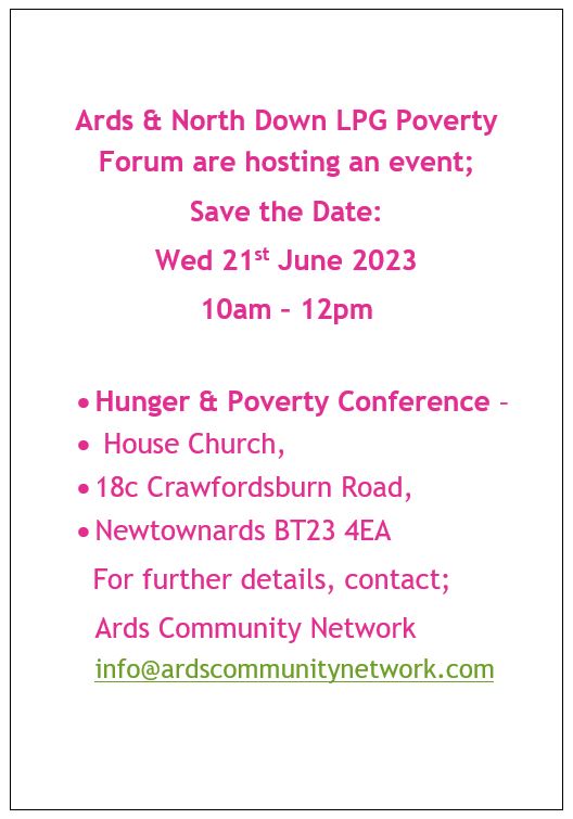 Hunger & Poverty Conference – 21 June (Newtownards)