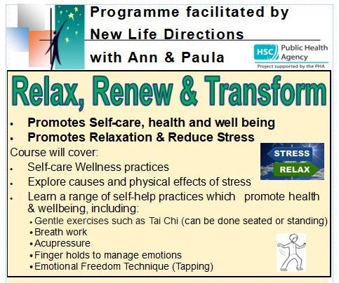 Relax, Renew & Transform Programmes from New Life Directions – May & June 2023