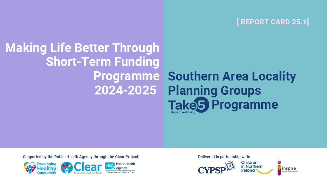 Image with purple, blue and white background and organisations logo's. Text - Making life better through short term funding programme