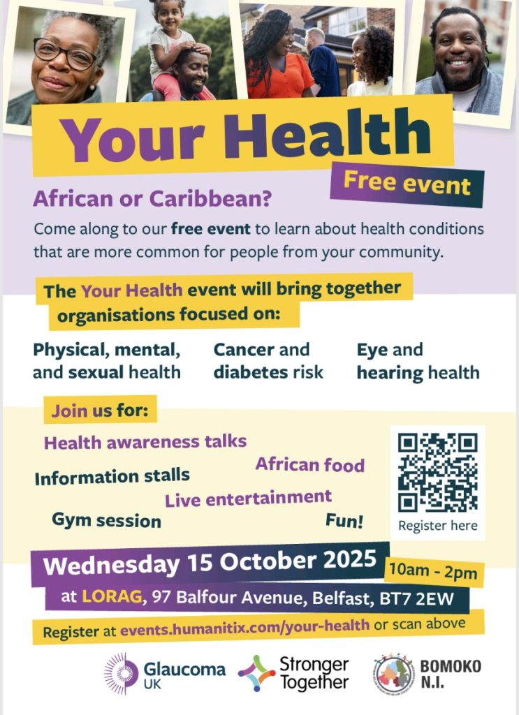 Your Health Event in collaboration between Glaucoma UK, Bomoko NI and the Stronger Together Network