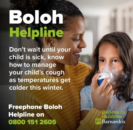 Boloh helpline poster - Black Asian and minority ethnic family support - Freephone 08001512605