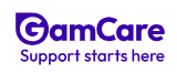 GamCare logo in purple text with the tagline “Support starts here” beneath. The stylised “G” icon appears to the left of the word “GamCare” on a white background.