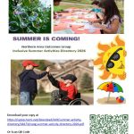 Cover image for the Northern Area Outcomes Group Inclusive Summer Activities Directory 2026. The page features photos of children taking part in outdoor summer activities, including arts and crafts, bubble play and inclusive play. One image shows a child using a wheelchair high-fiving another child. Logos for the South Eastern Health and Social Care Trust and CYPSP appear at the top. Decorative summer illustrations of a smiling sun, beach umbrella and beach ball appear on the right. The title reads: “Summer is Coming! South Eastern Area Outcomes Group Inclusive Summer Activities Directory 2026.”