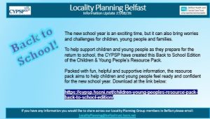 Belfast Locality Planning Newsletter – 27 August 2026