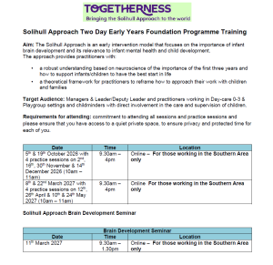 Solihull Approach Two Day Early Years Foundation Programme Training